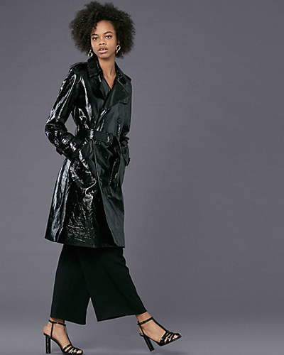 matrix fashion leather trench coat