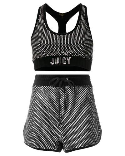 JUICY COUTURE Exclusive Swarovski embellished velour crop top and shorts