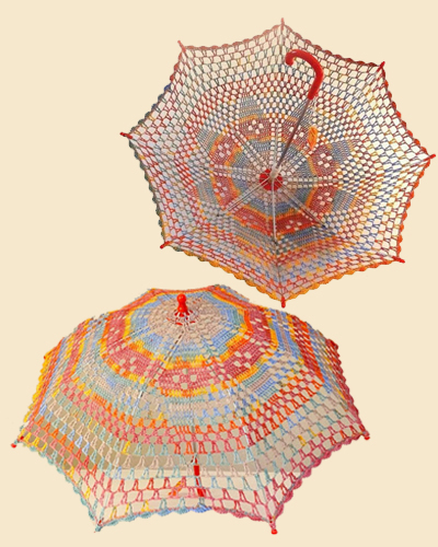 32 Diamond Rainbow Multicolor Lace Crochet UMBRELLA PARASO