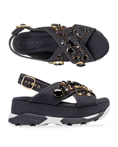 Marni CROSSOVER SANDAL IN TECHNICAL FABRIC WITH PIPING