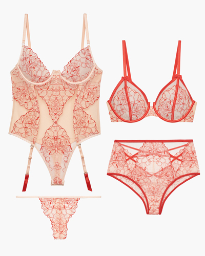 savage x fenty red lace lingerie