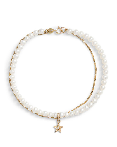 Pavé Diamond & Pearl Chain Bracelet