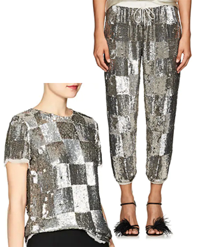 RETROFÊTE Stacia Checked Sequined Jogger Pants AND TOP