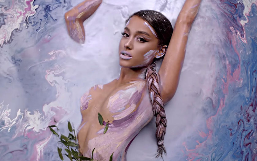 ariana grande literally painted on her flesh
