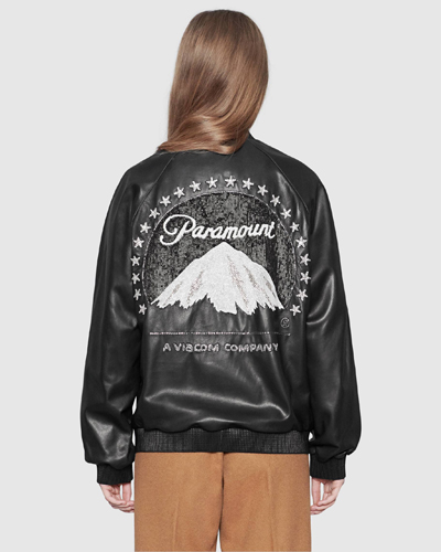 Gucci Leather bomber with Paramount logo