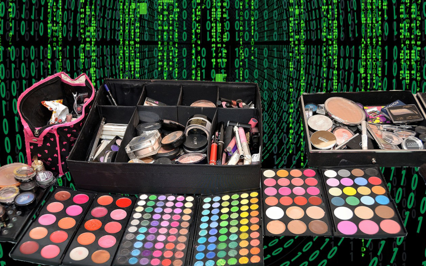 makeup artist kit in a computer matrix
