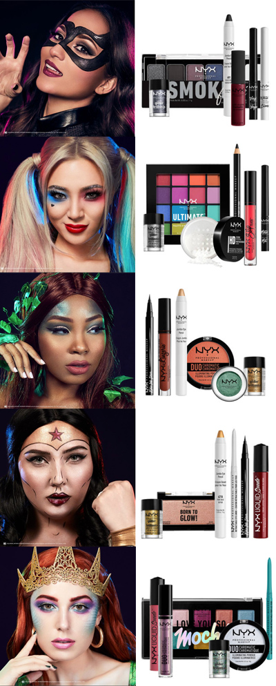 all six dc comics x nyx cosmetics halloween 2018 makeup kits