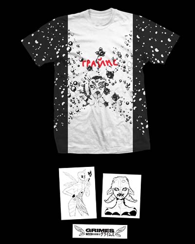 Tshirt and stickers designed by Grimes