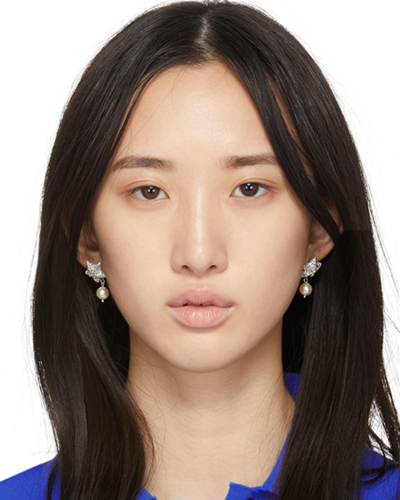 Miu Miu Silver Pearl & Crystal Star Earrings
