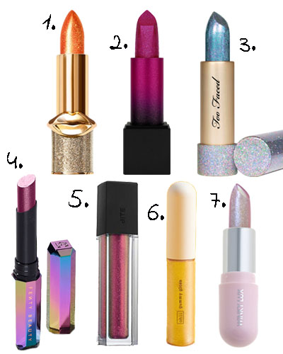 Top glitter lipsticks and lip glossed