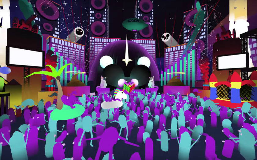 screenshot from 10.8 video animated deadmau5 playing stadium show
