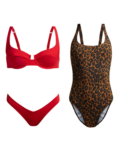 fisch swim resort 2019 red bikini and a leopard one piece