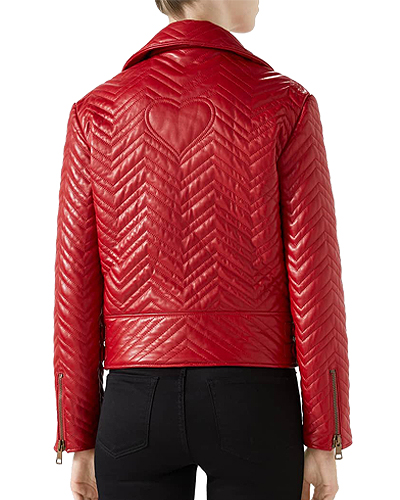 Gucci Heart Quilted Leather Biker Jacket