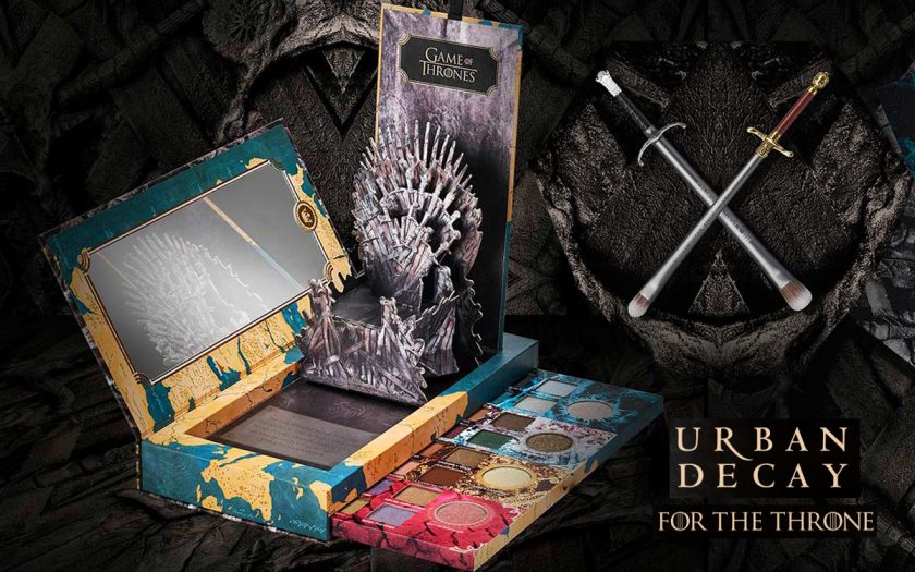 Urban Decay Game of Thrones eyeshadow palette and limited edition sword shaped makeup brushes