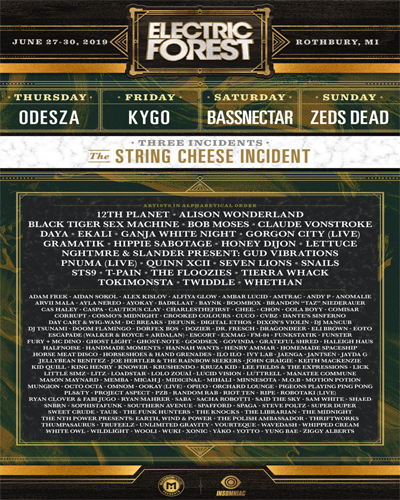 ELECTRIC FOREST 2019 LINEUP POSTER