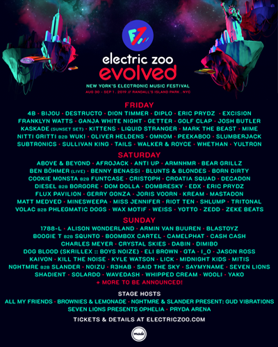 ELECTRIC ZOO 2019 LINEUP POSTER