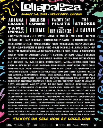 LOLLAPALOOZA 2019 LINEUP POSTER