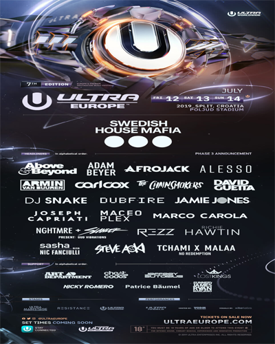ULTRA EUROPE 2019 LINEUP POSTER