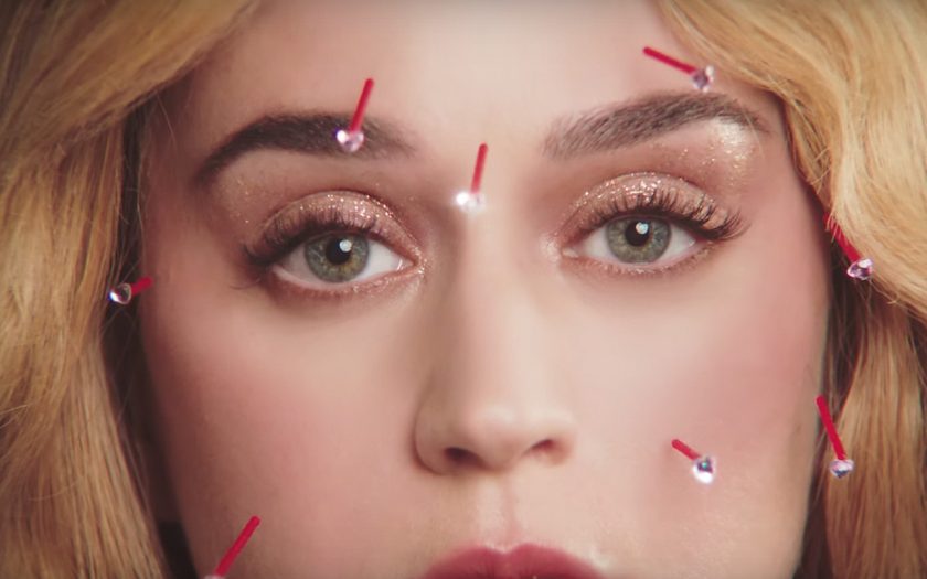 katy perry up close with heart shaped diamond tipped acupuncture needles in her face