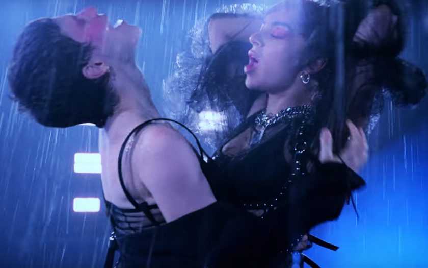 charli xcx and christine and the queens drenched in a rainstorm