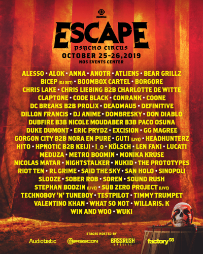 Escape Psycho Circus 2019 lineup