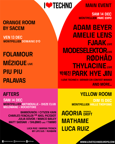 I LOVE TECHNO EUROPE 2019 LINEUP POSTER