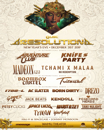 RESOLUTION NEW YEARS EVE 2019 LINEUP POSTER