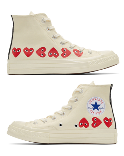 Comme des Garçons Play Off-White Converse Edition Multiple Hearts Chuck 70 High Sneakers