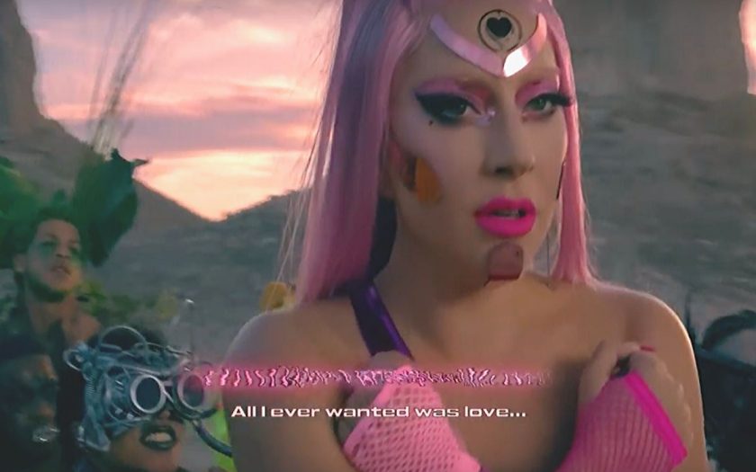 lady gaga as a pink alien, caption says all i ever wanted was love