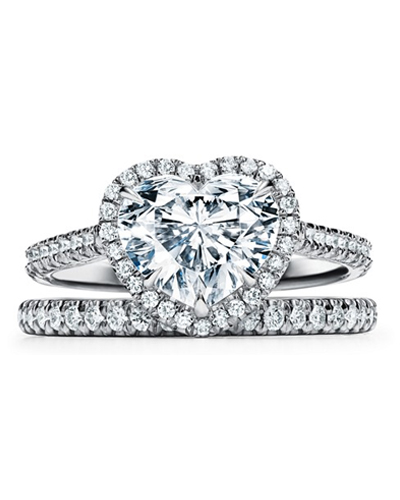 Tiffany Soleste® Heart-shaped Halo Engagement Ring with a Diamond Platinum Band